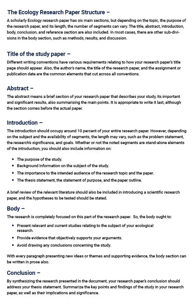 Ecology Research Topics