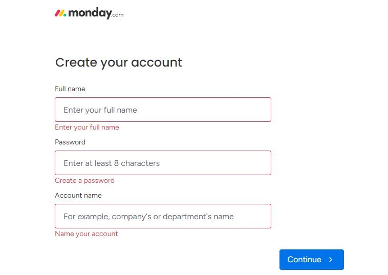 Create an Account on Monday.com