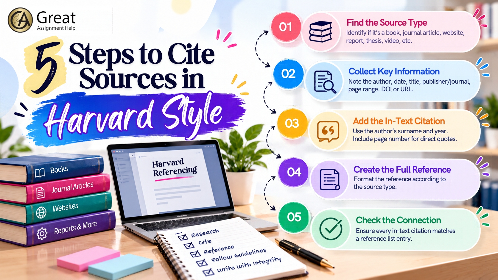 Steps for Citing any Source in Harvard Referencing Format